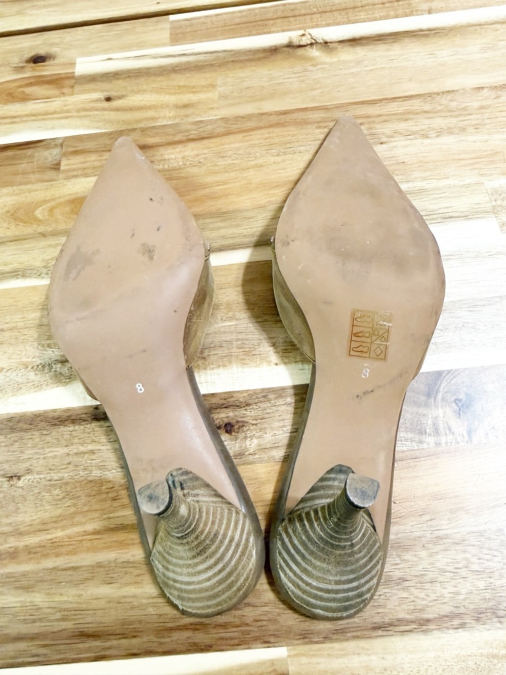 Jeffery Campbell Head-West Studded Western Pointed-Toe Heeled Mules Camel Tan - Picture 14 of 14